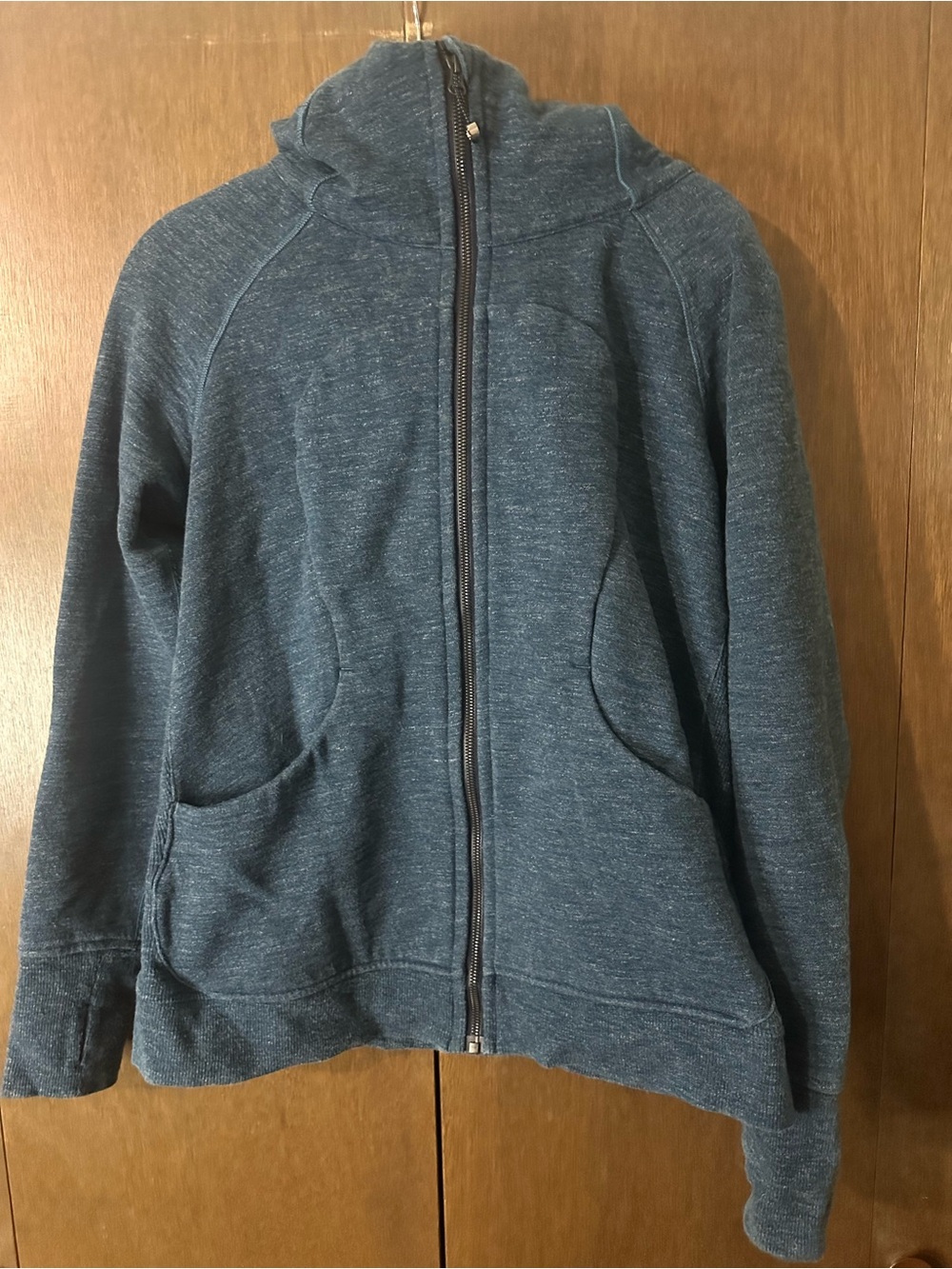 Lululemon Scuba Hoodie III Heathered Denim Alberta Lake Blue Green Hoodie Sz 12 - Picture 2 of 9